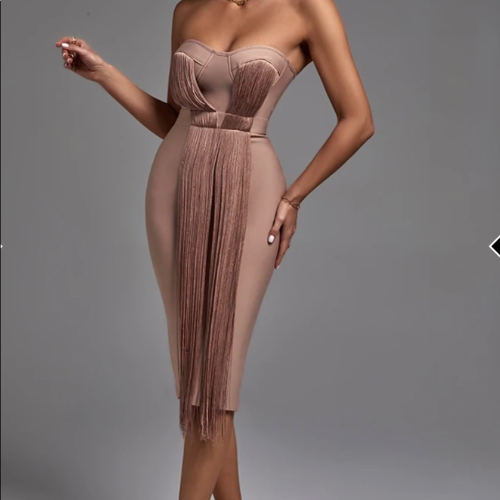 Taupe bandage dress. Beautiful, never worn.
